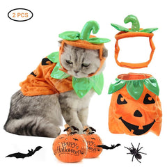 Pet Pumpkin Leaf Costume - Creative Halloween Cat Cosplay Clothing-0
