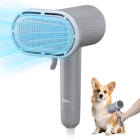 iPettie Breeze B540S Dog Grooming Hair Dryer with Slicker Brush 2-in-1 Drying & Brushing Tool Adjustable Temperature & Speed Portable Overheat Protection Dog Blow Dryer for Dogs and Cats - ellefancypets.com