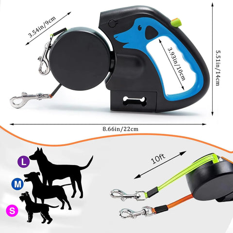 Retractable Dog Leash - Walk Two Dogs, Zero Tangles. - ellefancypets.com